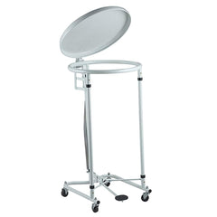 Lakeside - Janitor Carts & Caddies; Type: Clothes Hamper ; Material: Chrome Steel ; Width (Inch): 18 ; Length: 18 (Inch); Height (Inch): 36 ; Additional Information: Designed with an "M" base for stability and long life. Foot operated lid mechanism for h - Exact Tooling