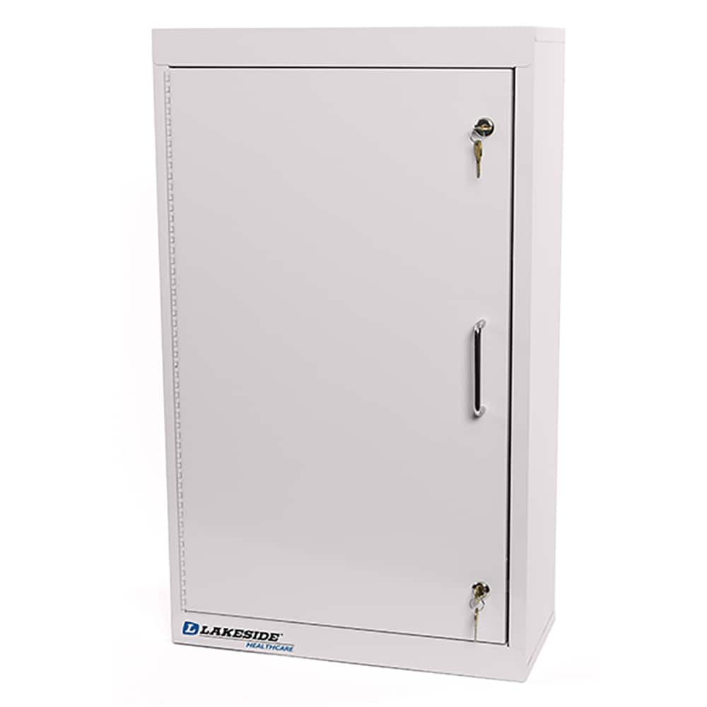 Lakeside - Medicine Cabinets; Mounting Style: Wall Mounted ; Material: Powder Coated Steel ; Height (Inch): 30 ; Width (Inch): 8 ; Depth (Inch): 18 ; Number of Shelves: 2 - Exact Tooling
