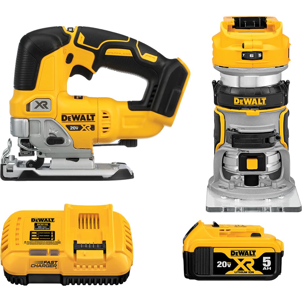 DeWALT - Cordless Tool Combination Kits; Voltage: 20 ; Tools: Jig Saw ; Battery Chemistry: Lithium Ion ; Battery Series: 20V MAX ; Battery Included: Yes ; Number of Batteries: 1 - Exact Tooling