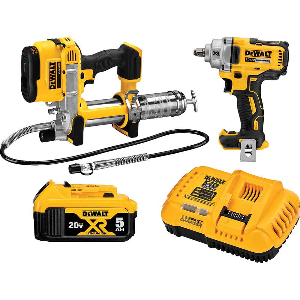 DeWALT - Cordless Tool Combination Kits; Voltage: 20 ; Tools: 1/2" Impact Wrench; Grease Gun ; Battery Chemistry: Lithium Ion ; Battery Series: 20V MAX ; Battery Included: Yes ; Number of Batteries: 1 - Exact Tooling