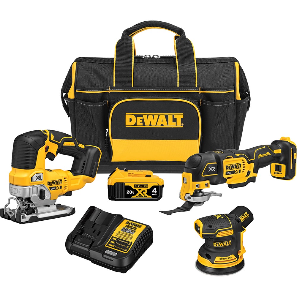 DeWALT - Cordless Tool Combination Kits; Voltage: 20 ; Tools: Jig Saw; Brushless 3-Speed Oscillating Multi-Tool ; Battery Chemistry: Lithium Ion ; Battery Series: 20V MAX ; Battery Included: Yes ; Number of Batteries: 1 - Exact Tooling