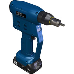 RivetKing - Cordless Riveters; Fastener Type: Cordless Electric Riveter ; Closed End Rivet Capacity: All up to 1/4 ; Mandrel Collection: Yes ; Voltage: 18 ; Stroke Length (Decimal Inch): 1.0000 ; Pull Force (Lb.): 4100 - Exact Tooling