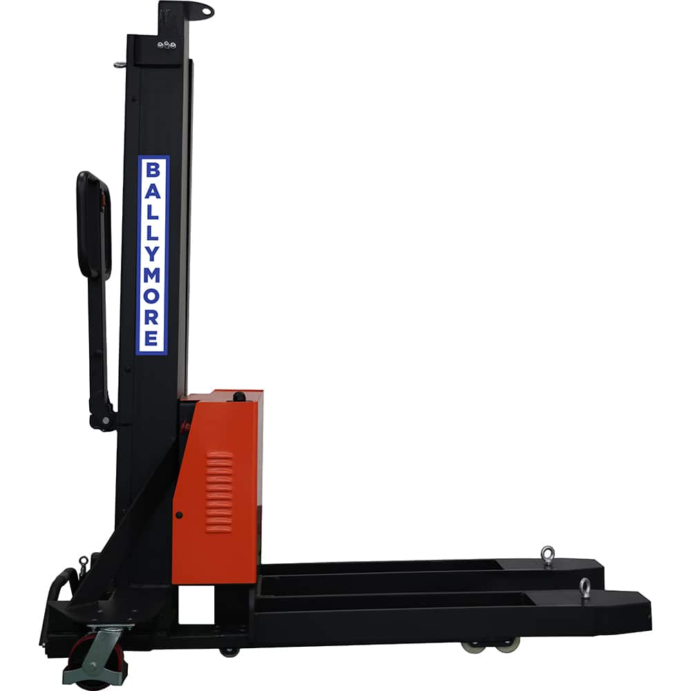Ballymore - 1,100 Lb Capacity, 54" Lift Height, Battery Operated Self-Lifting Stacker - Exact Tooling