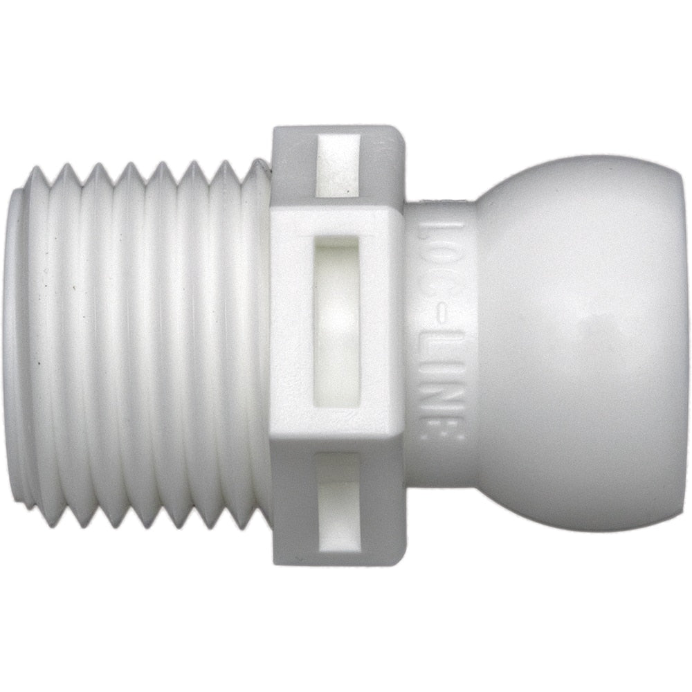 Loc-Line - Coolant Hose Adapters, Connectors & Sockets; Type: Connector ; Hose Inside Diameter (Inch): 1/2 ; Thread Type: NonThreaded ; Connection Type: 1/2 NPT ; Body Material: Acetal ; Maximum Flow Rate (GPM): 7.92 - Exact Tooling