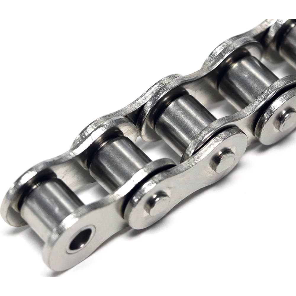 Shuster - 60NP-1RIVX10, 3/4" Pitch, ANSI 60NP, Nickel Plated Roller Chain - Exact Tooling