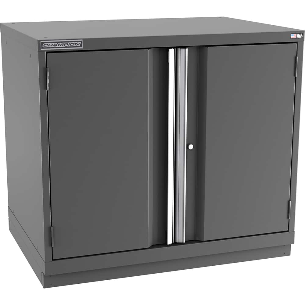 Champion Tool Storage - Storage Cabinets; Type: Bench-Height Standard Plus Wide Door Cabinet ; Width (Inch): 40-1/4 ; Depth (Inch): 28-1/2 ; Height (Inch): 35-7/8 ; Number of Shelves: 3 ; Material: Steel - Exact Tooling