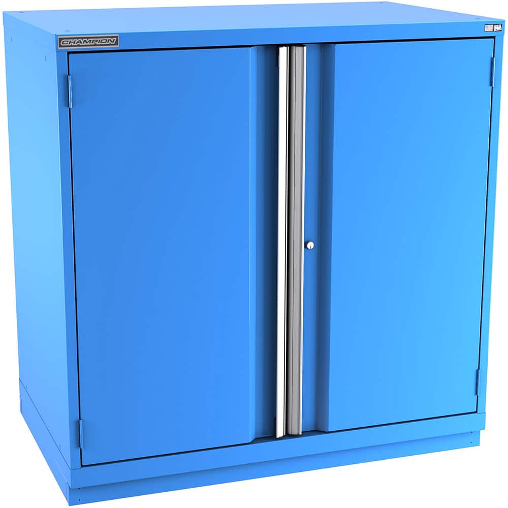 Champion Tool Storage - Storage Cabinets; Type: Counter-Height Plus Extra Wide Door Cabinet ; Width (Inch): 47 ; Depth (Inch): 28-1/2 ; Height (Inch): 45-1/4 ; Number of Shelves: 4 ; Material: Steel - Exact Tooling
