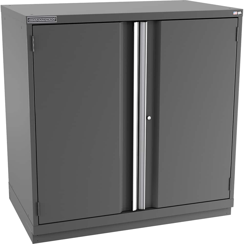 Champion Tool Storage - Storage Cabinets; Type: Counter-Height Plus Extra Wide Door Cabinet ; Width (Inch): 47 ; Depth (Inch): 28-1/2 ; Height (Inch): 45-1/4 ; Number of Shelves: 4 ; Material: Steel - Exact Tooling