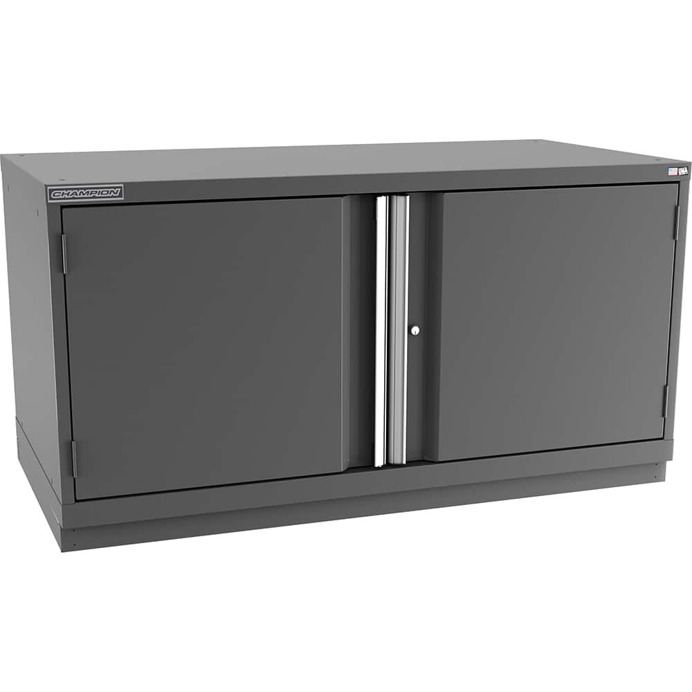 Champion Tool Storage - Storage Cabinets; Type: Desk-Height Double Wide Door Cabinet ; Width (Inch): 56-1/2 ; Depth (Inch): 28-1/2 ; Height (Inch): 29-7/8 ; Number of Shelves: 2 ; Material: Steel - Exact Tooling