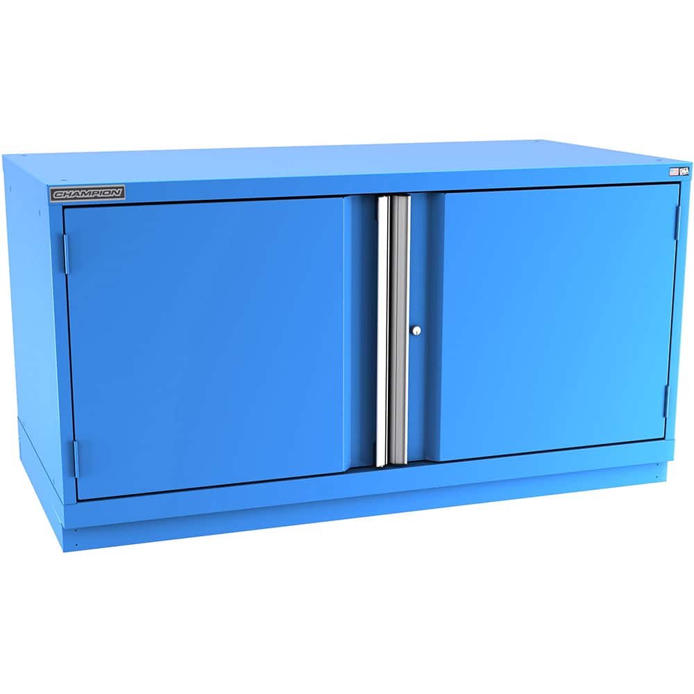 Champion Tool Storage - Storage Cabinets; Type: Desk-Height Double Wide Door Cabinet ; Width (Inch): 56-1/2 ; Depth (Inch): 28-1/2 ; Height (Inch): 29-7/8 ; Number of Shelves: 2 ; Material: Steel - Exact Tooling