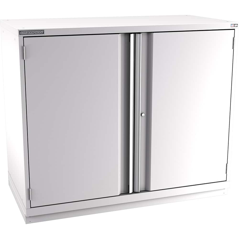 Champion Tool Storage - Storage Cabinets; Type: Counter-Height Plus Double Wide Door Cabinet ; Width (Inch): 56-1/2 ; Depth (Inch): 28-1/2 ; Height (Inch): 45-1/4 ; Number of Shelves: 4 ; Material: Steel - Exact Tooling