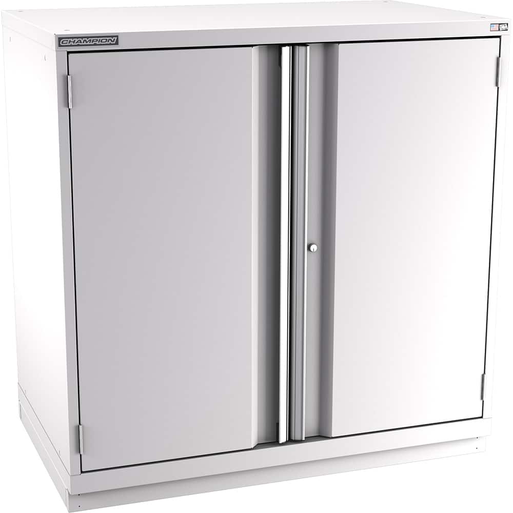 Champion Tool Storage - Storage Cabinets; Type: Counter-Height Plus Extra Wide Door Cabinet ; Width (Inch): 47 ; Depth (Inch): 28-1/2 ; Height (Inch): 45-1/4 ; Number of Shelves: 4 ; Material: Steel - Exact Tooling
