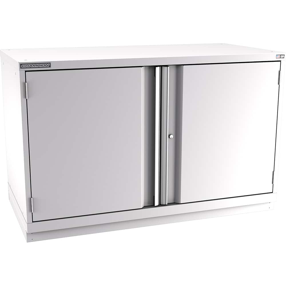 Champion Tool Storage - Storage Cabinets; Type: Bench-Height Double Wide Door Cabinet ; Width (Inch): 56-1/2 ; Depth (Inch): 28-1/2 ; Height (Inch): 35-7/8 ; Number of Shelves: 3 ; Material: Steel - Exact Tooling
