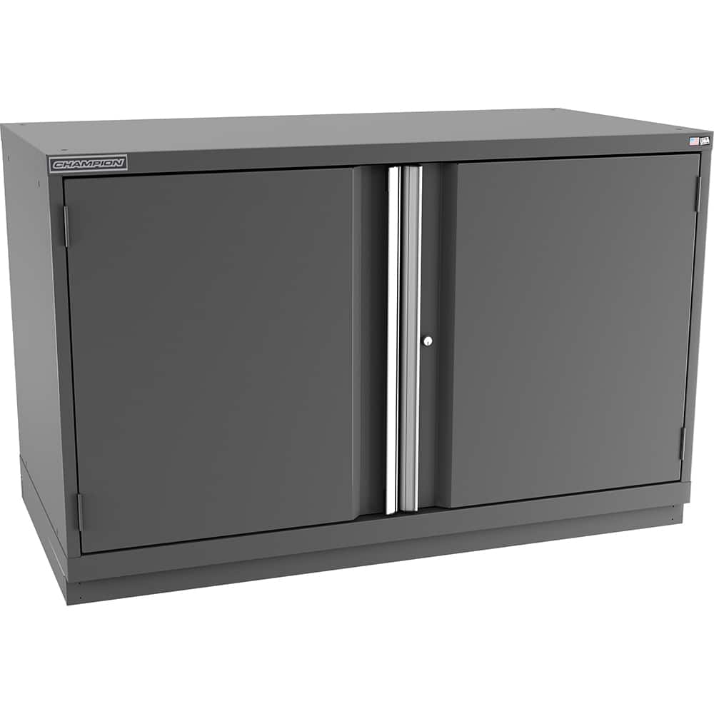Champion Tool Storage - Storage Cabinets; Type: Bench-Height Double Wide Door Cabinet ; Width (Inch): 56-1/2 ; Depth (Inch): 28-1/2 ; Height (Inch): 35-7/8 ; Number of Shelves: 3 ; Material: Steel - Exact Tooling
