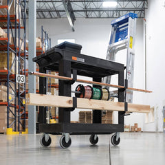 Luxor - Carts; Type: Industrial Cart ; Load Capacity (Lb.): 600.000 ; Number of Slots: 2 ; Number of Shelves: 2 ; Width (Inch): 32 ; Length (Inch): 18 - Exact Tooling