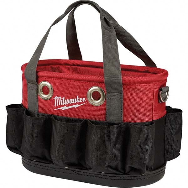 Milwaukee Tool - 24 Pocket, Ballistic Nylon, Black/Red Tool Bag - Exact Tooling