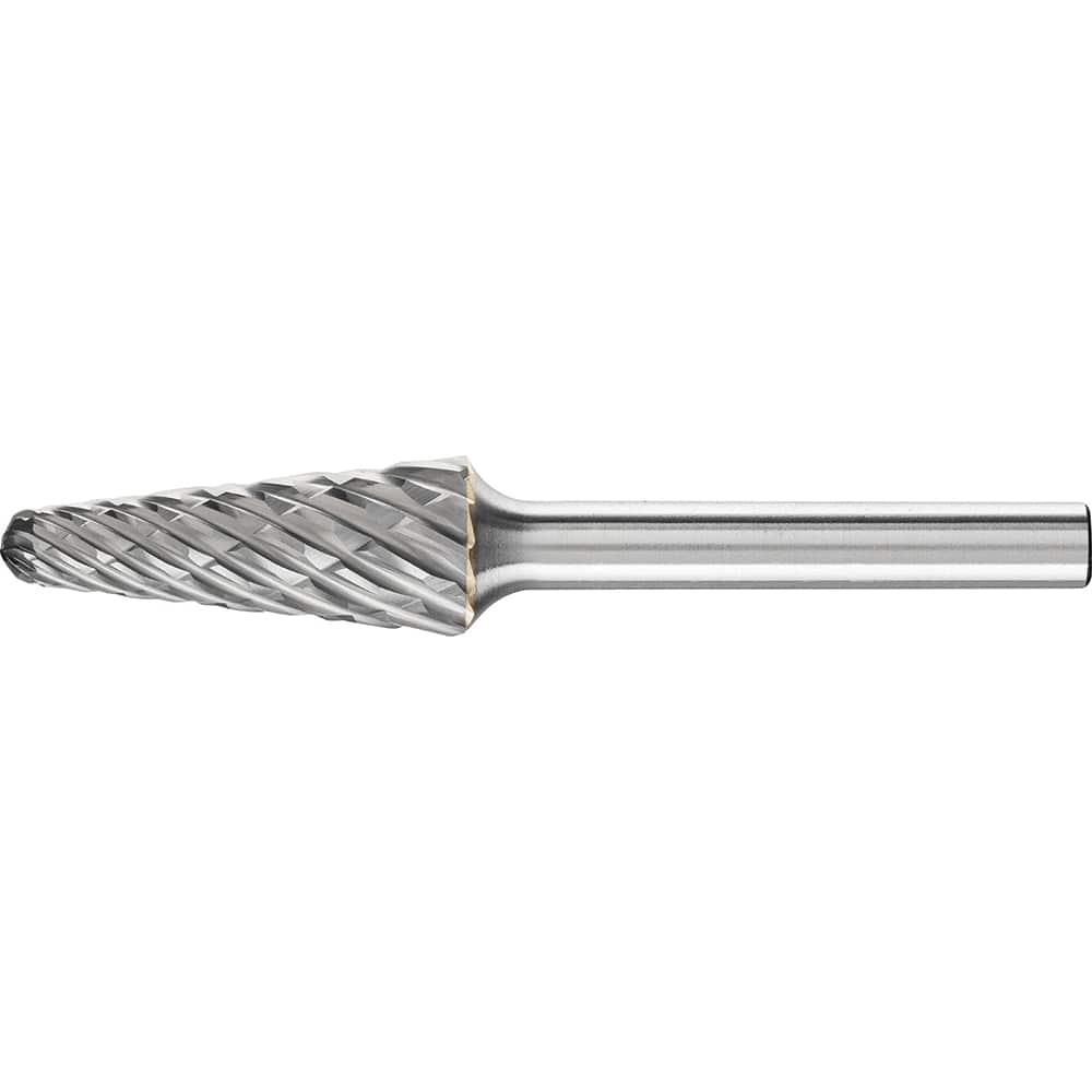 PFERD - SL-3, 1/2" Cut Diam, 1/4" Shank Diam, Carbide End Cut Taper with Radius End Burr - Exact Tooling