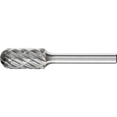 PFERD - SC-5, 1/2" Cut Diam, 1/4" Shank Diam, Carbide End Cut Diamond Cut Cylinder with Radius End Burr - Exact Tooling