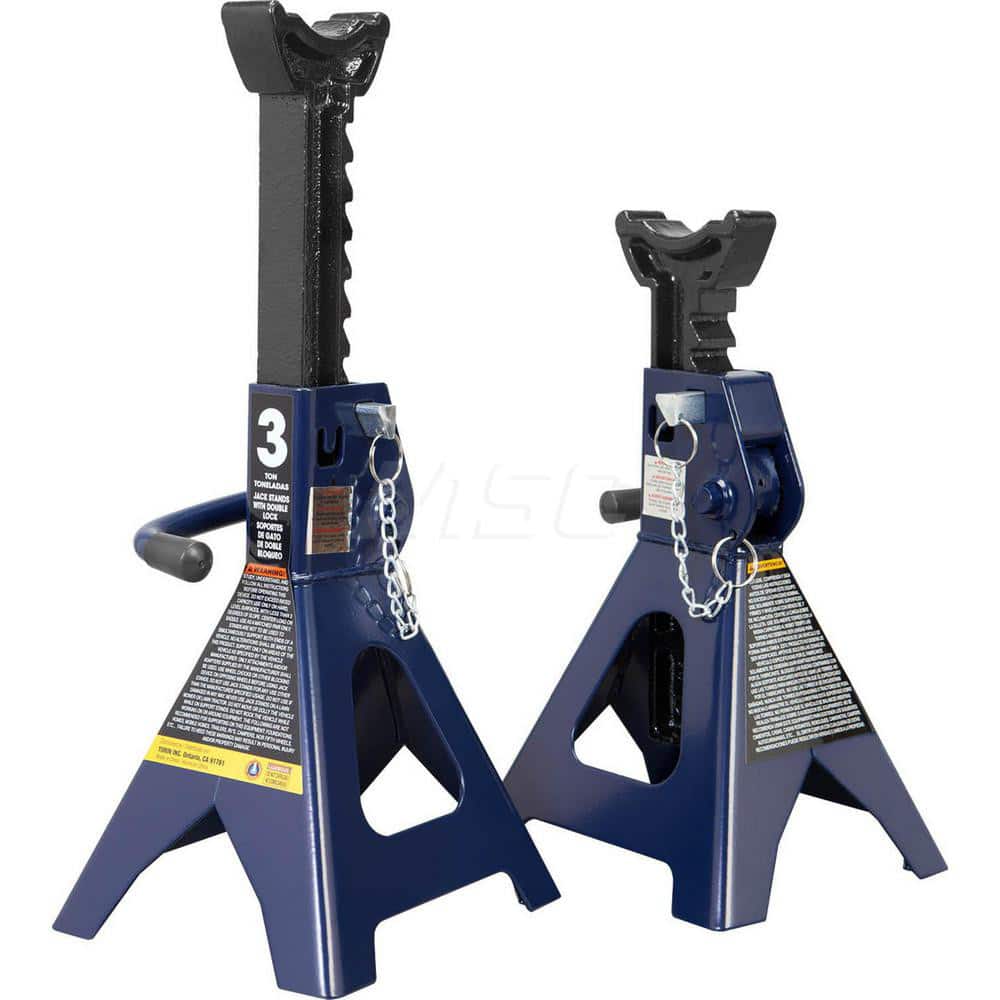 TCE - Jack Stands & Tripods; Jack Stand Type: Double Locking Jack Stand ; Load Capacity (Lb.): 6000.000 ; Load Capacity (Ton): 3 (Inch); Minimum Height (Inch): 11-1/4 ; Maximum Height (Inch): 16-3/4 ; Additional Information: Removable Locking Support Pin - Exact Tooling