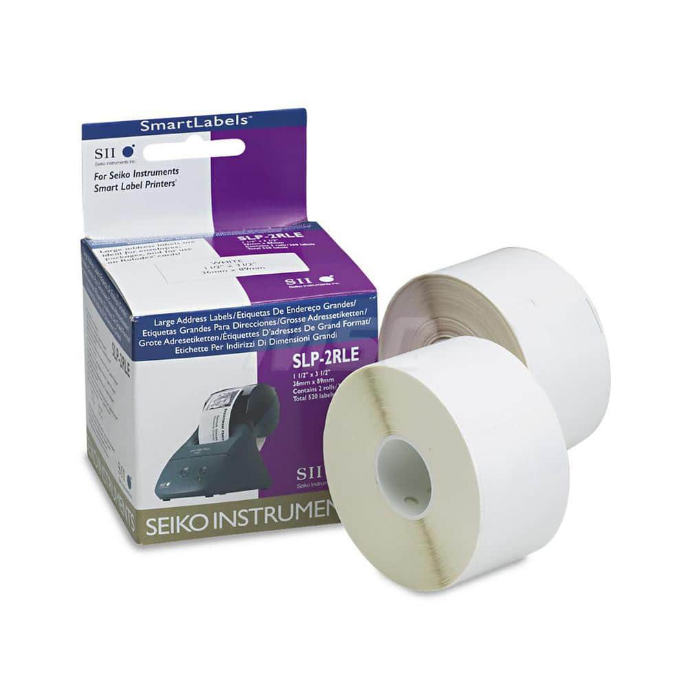 Seiko - Labels, Ribbons & Tapes; Type: Self-Adhesive Address Label ; Color: White ; For Use With: Seiko SLP 420 or Above; 240; 200; 220 Series Smart Label Printers ; Width (Inch): 1-1/2 ; Length (Inch): 3-1/2 ; Material: Paper - Exact Tooling