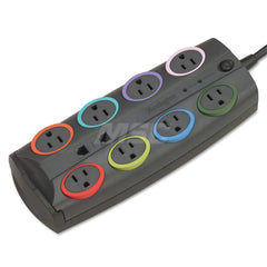 ACCO - Power Outlet Strips; Amperage: 15 ; Voltage: 120 ; Number of Outlets: 8 ; Material: ABS Plastic ; Mounting Type: Floor ; Cord Length (Feet): 8 - Exact Tooling