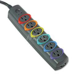 ACCO - Power Outlet Strips; Amperage: 15 ; Voltage: 125 ; Number of Outlets: 6 ; Material: ABS Plastic ; Mounting Type: Floor ; Cord Length (Feet): 7 - Exact Tooling