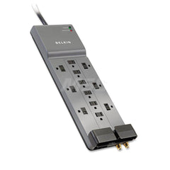 Belkin - Power Outlet Strips; Amperage: 15 ; Voltage: 125 ; Number of Outlets: 12 ; Material: ABS Plastic ; Mounting Type: Floor ; Cord Length (Feet): 8 - Exact Tooling