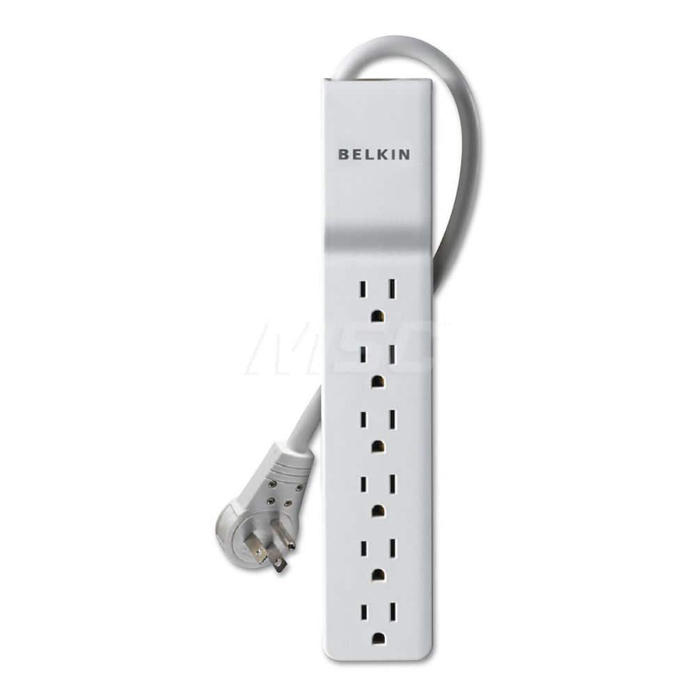 Belkin - Power Outlet Strips; Amperage: 15 ; Voltage: 125 ; Number of Outlets: 6 ; Material: Plastic ; Mounting Type: Floor ; Cord Length (Feet): 6 - Exact Tooling
