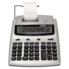 Victor - Calculators; Type: Printing Calculator ; Type of Power: AC/DC; 4 AA Batteries ; Display Type: 12-Digit LCD ; Color: Silver; Black; Red ; Display Size: 19mm ; Width (Decimal Inch): 7.8000 - Exact Tooling