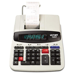 Victor - Calculators; Type: Printing Calculator ; Type of Power: AC ; Display Type: 12-Digit LCD ; Color: Black; White; Black; Red ; Display Size: 15mm ; Width (Inch): 8 - Exact Tooling