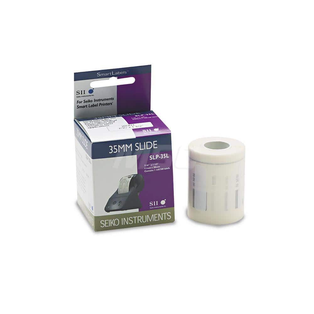 Seiko - Labels, Ribbons & Tapes; Type: Self-Adhesive Slide Label ; Color: White ; For Use With: Seiko SLP 420 or Above; 240; 200; 220 Series Smart Label Printers ; Width (Inch): 7/16 ; Length (Inch): 1-1/2 ; Material: Paper - Exact Tooling