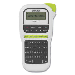 Brother - Electronic Label Makers; Type: Handheld Easy Portable Label Maker ; Accessories: 12 mm starter tape ; Power Source: (6) AAA Batteries; AC Adapter ; Resolution: 180 ; Additional Information: Brand: Brother; Product Line: P-Touch?; Compatible Tap - Exact Tooling
