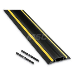 D-Line - On Floor Cable Covers; Cover Material: PVC ; Number of Channels: 1 ; Color: Black; Yellow ; Overall Length (Feet): 30 ; Maximum Compatible Cable Diameter (Inch): 21/64 ; Overall Width (Decimal Inch): 3-1/4 - Exact Tooling