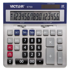 Victor - Calculators; Type: Desktop Calculator ; Type of Power: Solar; CR-2032 ; Display Type: 16-Digit LCD ; Color: Blue; Silver ; Display Size: 20mm ; Width (Decimal Inch): 7.3000 - Exact Tooling