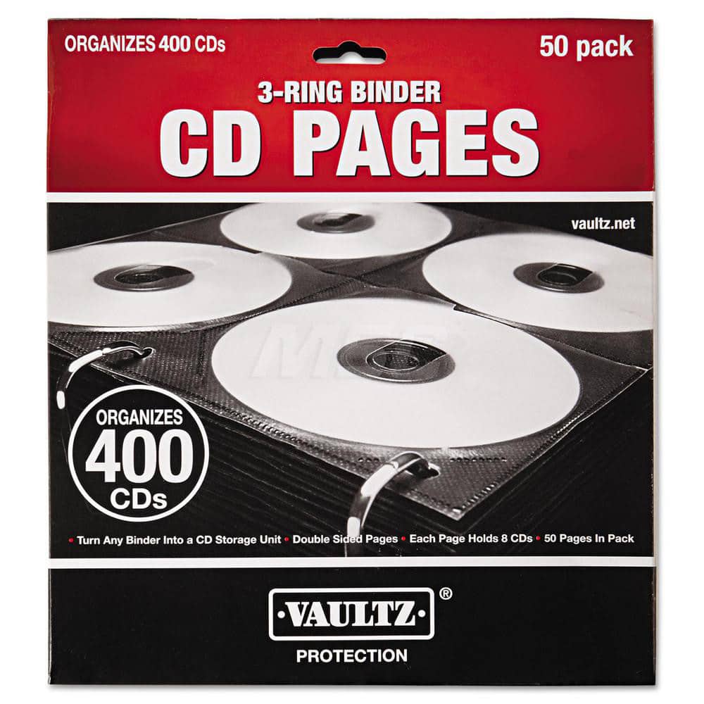 Vaultz - Office Machine Supplies & Accessories; Office Machine/Equipment Accessory Type: CD Binder Pages ; For Use With: Media Binder Case IDEVZ01072; Three-Ring Binder ; Color: Black - Exact Tooling