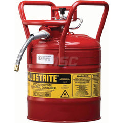 Justrite - Safety Dispensing Cans; Capacity: 5 Gal. ; Material: Steel ; Color: Red ; Height (Decimal Inch): 18.520000 ; Diameter/Length (mm): 11.75 ; Approval Listing/Regulations: FM Approved; DOT; UN - Exact Tooling