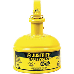 Justrite - Safety Dispensing Cans; Capacity: 1 Qt. ; Material: Steel ; Color: Yellow ; Height (Decimal Inch): 6.750000 ; Diameter/Length (mm): 4.81 ; Approval Listing/Regulations: FM Approved; UL; ULC; TUV - Exact Tooling