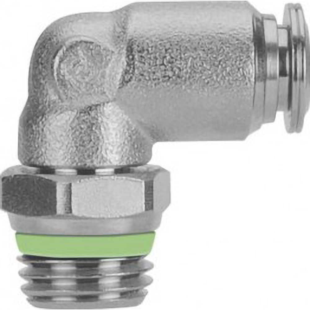 Aignep USA - Metal Push-To-Connect Tube Fittings; Type: Male Elbow Swivel ; Tube Outside Diameter (Inch): 1/4 ; Maximum Working Pressure: 290.000 ; Connection Style: Push to Connect ; Connection Type: Push to Connect ; Material: 316L Stainless Steel - Exact Tooling