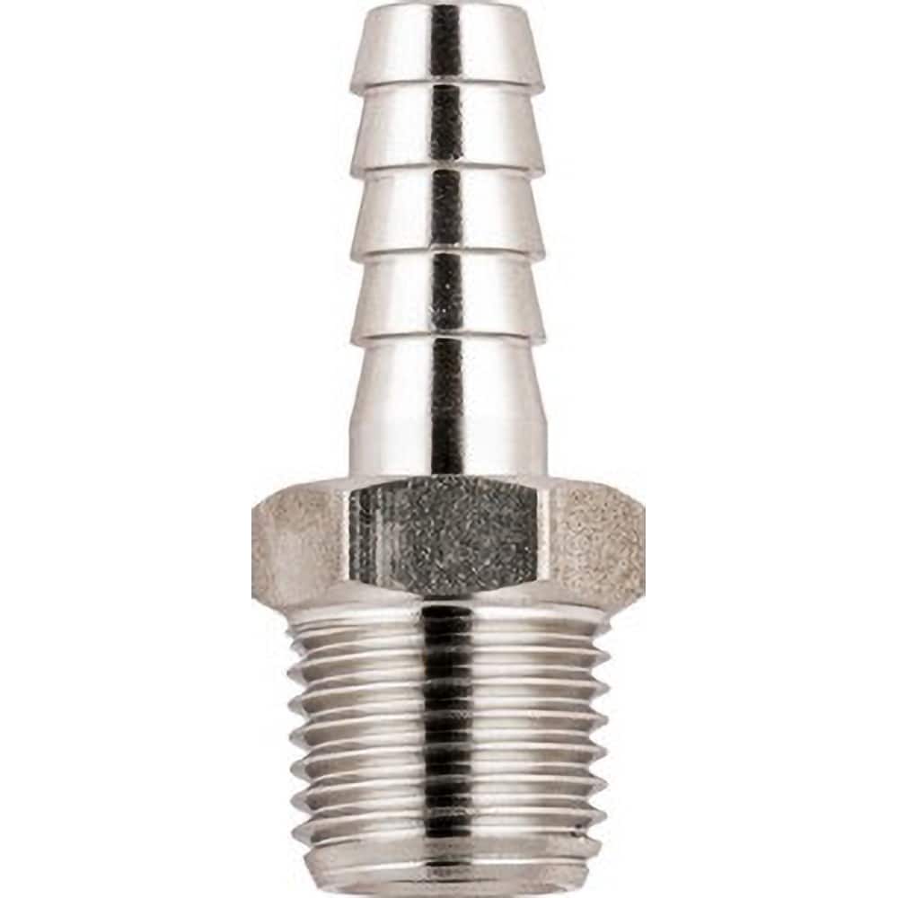 Aignep USA - Stainless Steel Pipe Fittings; Type: Male Hose Barb Adaptor ; Fitting Size: 3/8 ; End Connections: BSPT ; Material Grade: 316L Stainless Steel ; Pressure Rating (psi): 290 - Exact Tooling