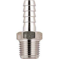 Aignep USA - Stainless Steel Pipe Fittings; Type: Male Hose Barb Adaptor ; Fitting Size: 1/8 ; End Connections: BSPT ; Material Grade: 316L Stainless Steel ; Pressure Rating (psi): 290 - Exact Tooling