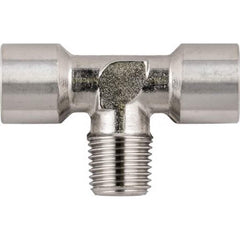 Aignep USA - Stainless Steel Pipe Fittings; Type: Female Tee w/Male Center Leg ; Fitting Size: 3/8 ; End Connections: BSPT x BSPP ; Material Grade: 316L Stainless Steel ; Pressure Rating (psi): 290 - Exact Tooling