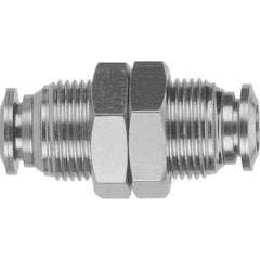 Aignep USA - Metal Push-To-Connect Tube Fittings; Type: Bulkhead Union ; Tube Outside Diameter (Inch): 3/8 ; Maximum Working Pressure: 290.000 ; Connection Style: Push to Connect ; Connection Type: Push to Connect ; Material: 316L Stainless Steel - Exact Tooling