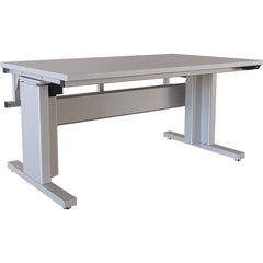 BOSTONtec - Stationary Work Benches, Tables; Type: Electric Height Adjustable Workstation ; Top Material: Laminate ; Width (Inch): 60 ; Depth (Inch): 36 ; Maximum Height (Inch): 44 ; Leg Style: Adjustable Height; C-Leg (Cantilever); Motor Height Adjustme - Exact Tooling