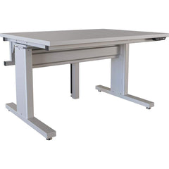 BOSTONtec - Stationary Work Benches, Tables; Type: Electric Height Adjustable Workstation ; Top Material: Laminate ; Width (Inch): 48 ; Depth (Inch): 36 ; Maximum Height (Inch): 44 ; Leg Style: Adjustable Height; C-Leg (Cantilever); Motor Height Adjustme - Exact Tooling