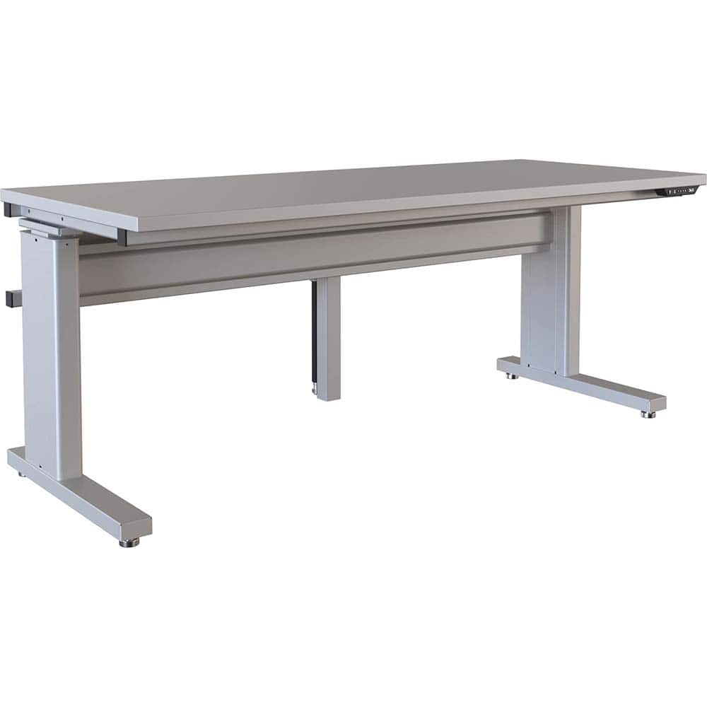 BOSTONtec - Stationary Work Benches, Tables; Type: Electric Height Adjustable Workstation ; Top Material: Laminate ; Width (Inch): 72 ; Depth (Inch): 30 ; Maximum Height (Inch): 44 ; Leg Style: Adjustable Height; C-Leg (Cantilever); Motor Height Adjustme - Exact Tooling