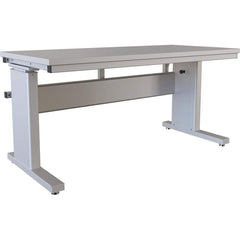 BOSTONtec - Stationary Work Benches, Tables; Type: Manual Height Adjustable Workstation ; Top Material: Laminate ; Width (Inch): 60 ; Depth (Inch): 30 ; Maximum Height (Inch): 44 ; Leg Style: Adjustable Height; C-Leg (Cantilever); Manual Height Adjustment - Exact Tooling