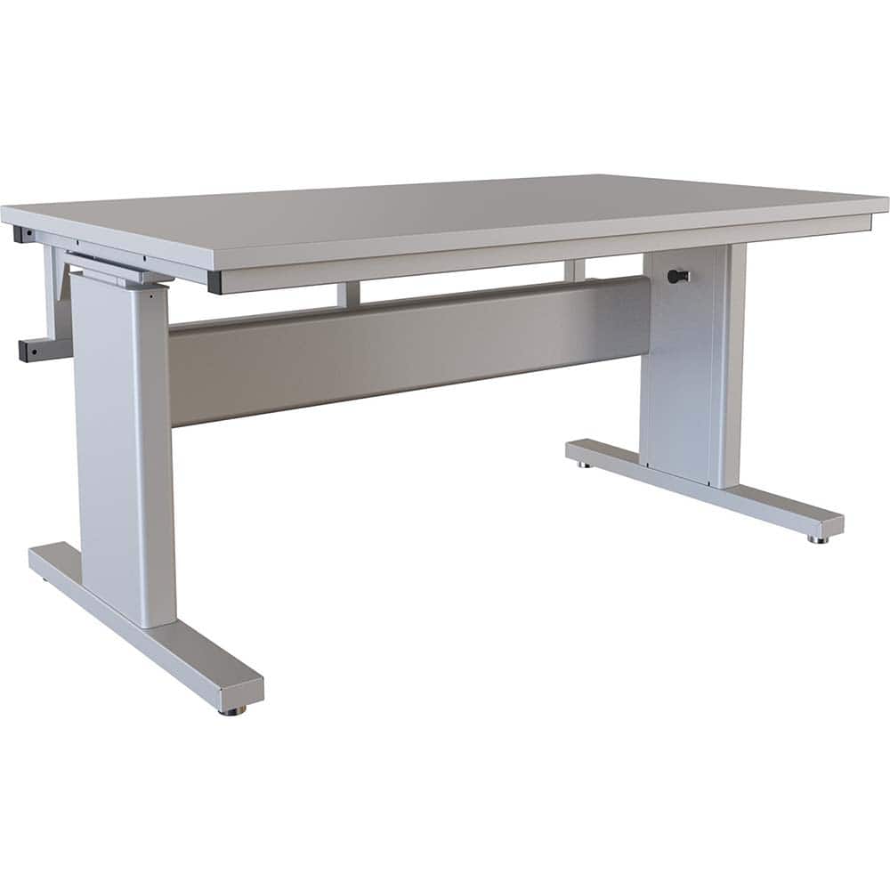 BOSTONtec - Stationary Work Benches, Tables; Type: Manual Height Adjustable Workstation ; Top Material: Laminate ; Width (Inch): 60 ; Depth (Inch): 36 ; Maximum Height (Inch): 44 ; Leg Style: Adjustable Height; C-Leg (Cantilever); Manual Height Adjustment - Exact Tooling