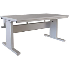 BOSTONtec - Stationary Work Benches, Tables; Type: Manual Height Adjustable Workstation ; Top Material: Laminate ; Width (Inch): 60 ; Depth (Inch): 36 ; Maximum Height (Inch): 44 ; Leg Style: Adjustable Height; C-Leg (Cantilever); Manual Height Adjustment - Exact Tooling