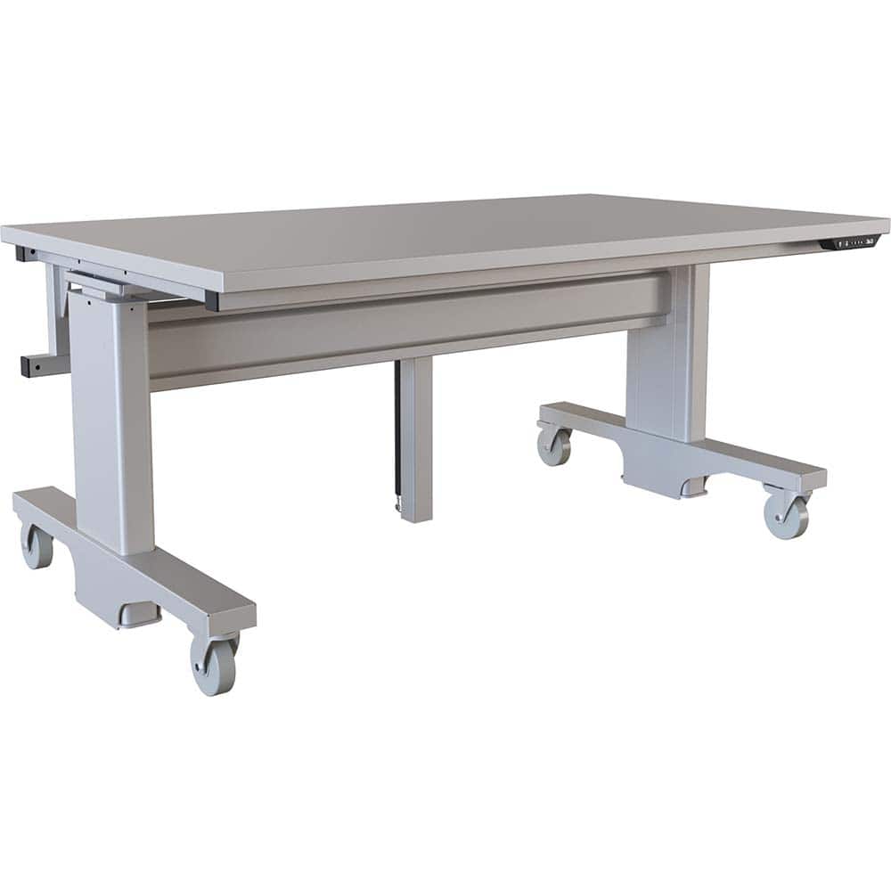 BOSTONtec - Mobile Work Benches; Type: Mobile Work Bench ; Length: 60 (Inch); Depth (Inch): 36 ; Height (Inch): 28 ; Maximum Height (Inch): 44 ; Top Material: Laminate - Exact Tooling