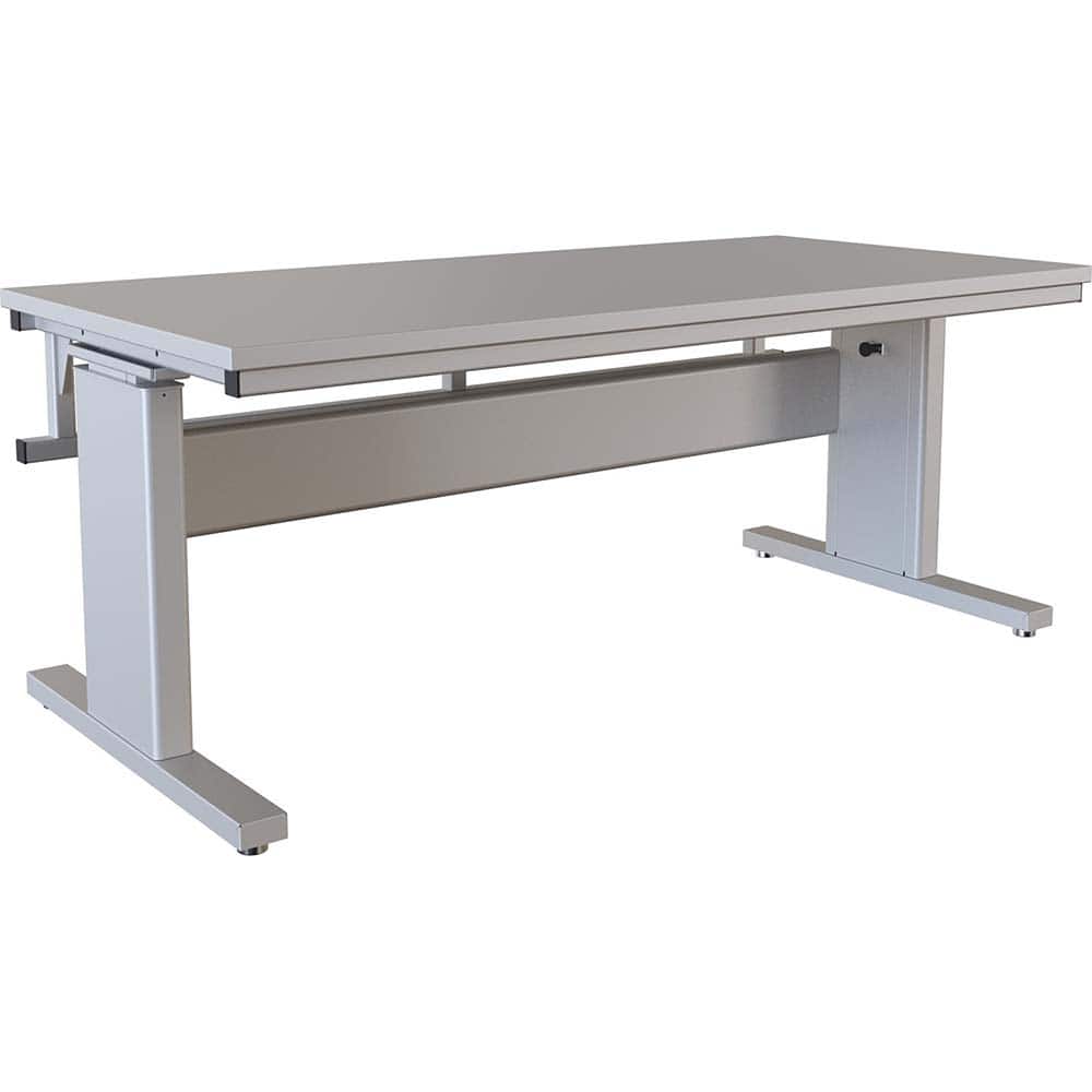 BOSTONtec - Stationary Work Benches, Tables; Type: Manual Height Adjustable Workstation ; Top Material: Laminate ; Width (Inch): 72 ; Depth (Inch): 36 ; Maximum Height (Inch): 44 ; Leg Style: Adjustable Height; C-Leg (Cantilever); Manual Height Adjustment - Exact Tooling